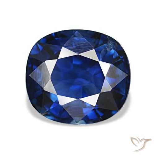 Saphir bleue naturelle coupe coussin, 2,25 ct, VS