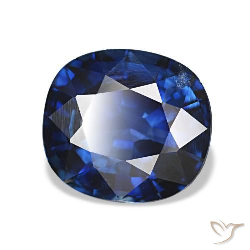 Saphir bleue naturelle coupe coussin, 2,25 ct, VS