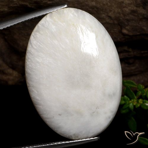 Scolécite blanc naturelle coupe ovale, 22,71 ct, opaque