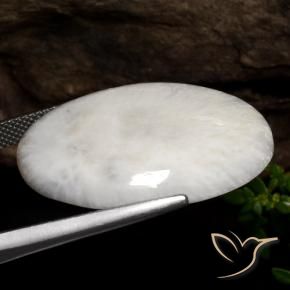 Scolécite blanc naturelle coupe ovale, 22,71 ct, opaque