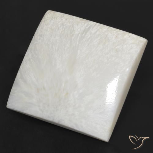 Scolécite Blanc crème naturelle Carré, 79.97 ct, Opaque