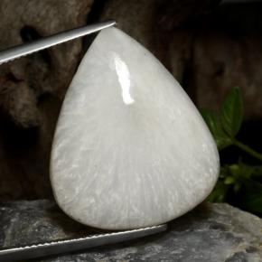 Scolécite blanc naturelle en forme de poire, 21,19 ct, opaque