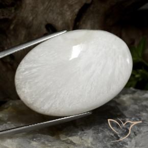Scolécite Blanc grisâtre léger naturelle ovale, 38.06 ct, Opaque