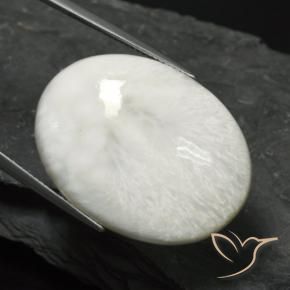 Scolécite Blanc grisâtre léger naturelle ovale, 27.94 ct, Opaque