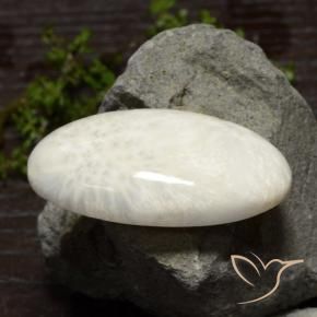 Scolécite Blanc léger naturelle ovale, 48.61 ct, Opaque