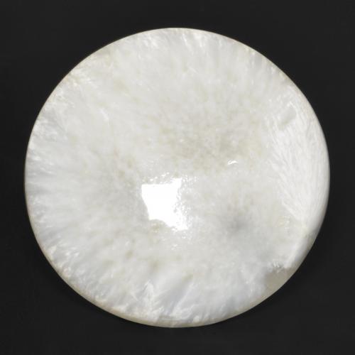 Scolécite blanc naturelle coupe roude, 28,29 ct, opaque