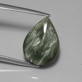 Séraphinite vert naturelle en forme de poire, 8,63 ct, opaque