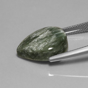 Séraphinite vert naturelle en forme de poire, 8,63 ct, opaque