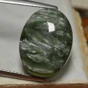 Séraphinite vert naturelle coupe ovale, 9,70 ct, opaque