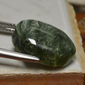 Séraphinite vert naturelle coupe ovale, 9,70 ct, opaque