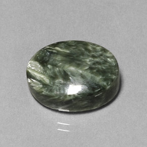Séraphinite vert naturelle coupe ovale, 9,89 ct, opaque