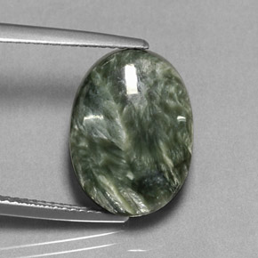 Séraphinite vert naturelle coupe ovale, 9,89 ct, opaque