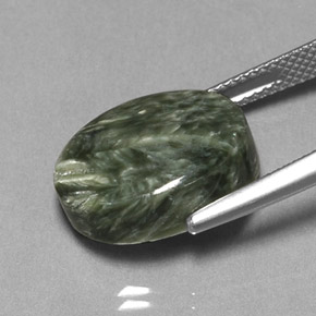 Séraphinite vert naturelle coupe ovale, 9,89 ct, opaque