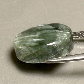 Séraphinite vert naturelle coupe ovale, 10,63 ct, opaque