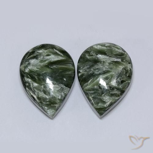 Shop natural 16.67ct Vert militaire Séraphinite gems, En forme de poire, from Russie at GemSelect. In stock, global shipping!