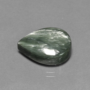 Séraphinite vert naturelle en forme de poire, 8,33 ct, opaque