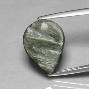 Séraphinite vert naturelle en forme de poire, 8,53 ct, opaque