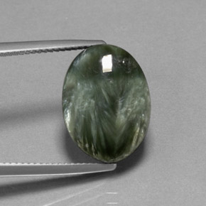 Séraphinite vert naturelle coupe ovale, 7,83 ct, opaque