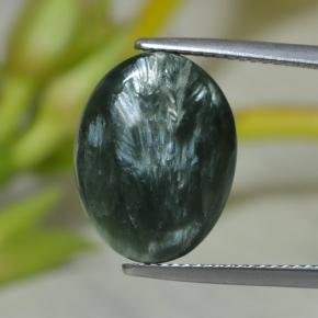 Séraphinite vert naturelle coupe ovale, 7,43 ct, opaque