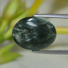 Séraphinite vert naturelle coupe ovale, 7,43 ct, opaque