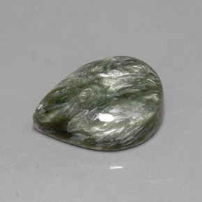 Séraphinite vert naturelle en forme de poire, 8,12 ct, opaque