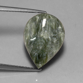 Séraphinite vert naturelle en forme de poire, 8,12 ct, opaque