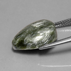 Séraphinite vert naturelle en forme de poire, 8,12 ct, opaque