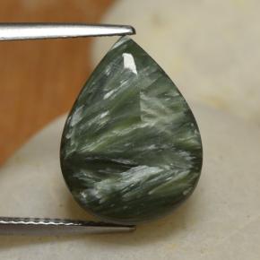 Séraphinite vert naturelle en forme de poire, 7,98 ct, opaque