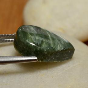 Séraphinite vert naturelle en forme de poire, 7,98 ct, opaque