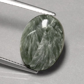 Séraphinite vert naturelle coupe ovale, 7,88 ct, opaque
