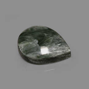 Séraphinite vert naturelle en forme de poire, 8,01 ct, opaque