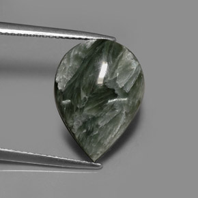 Séraphinite vert naturelle en forme de poire, 8,01 ct, opaque