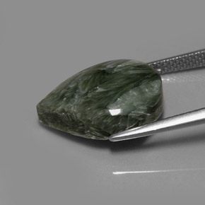 Séraphinite vert naturelle en forme de poire, 8,01 ct, opaque