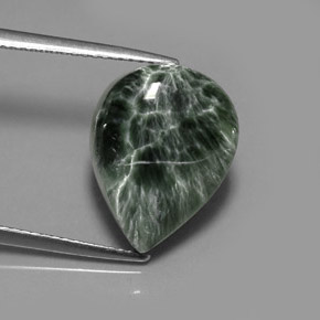 Séraphinite vert naturelle en forme de poire, 8,36 ct, opaque