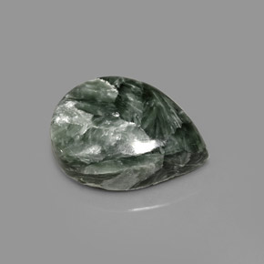 Séraphinite vert naturelle en forme de poire, 7,89 ct, opaque