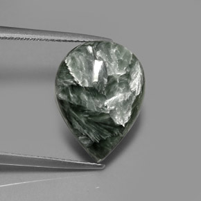 Séraphinite vert naturelle en forme de poire, 7,89 ct, opaque