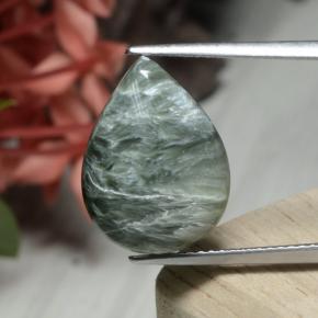 Séraphinite vert naturelle en forme de poire, 7,56 ct, opaque