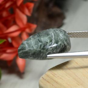 Séraphinite vert naturelle en forme de poire, 7,56 ct, opaque