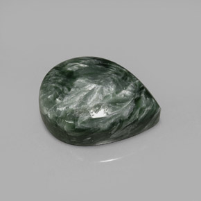 Séraphinite vert naturelle en forme de poire, 8,48 ct, opaque