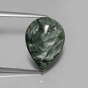 Séraphinite vert naturelle en forme de poire, 8,48 ct, opaque