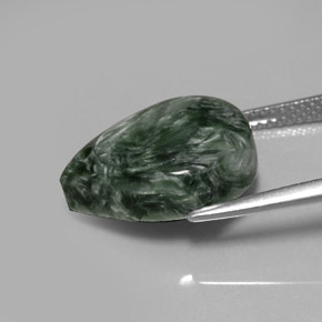 Séraphinite vert naturelle en forme de poire, 8,48 ct, opaque
