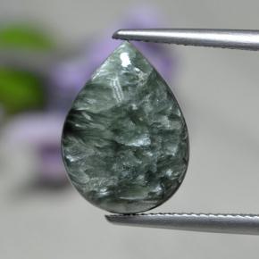 Séraphinite vert naturelle en forme de poire, 8,19 ct, opaque