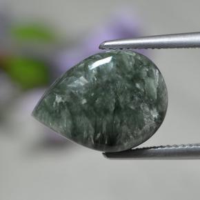 Séraphinite vert naturelle en forme de poire, 8,19 ct, opaque