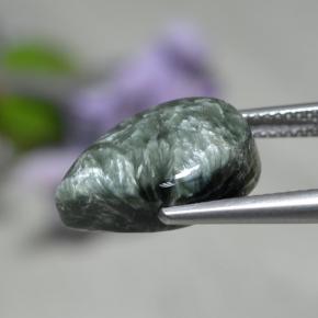 Séraphinite vert naturelle en forme de poire, 8,19 ct, opaque