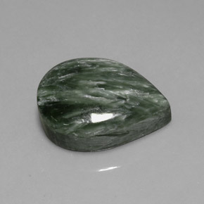 Séraphinite vert naturelle en forme de poire, 8,33 ct, opaque