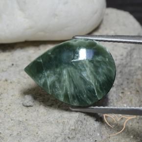 Séraphinite Medium Green    naturelle En forme de poire, 8.23 ct, Opaque