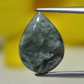Séraphinite vert naturelle en forme de poire, 8,13 ct, opaque