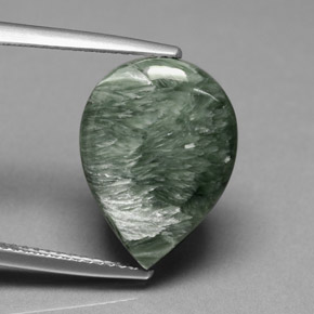 Séraphinite vert naturelle en forme de poire, 8,49 ct, opaque
