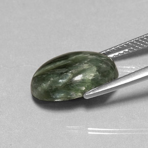 Séraphinite vert naturelle coupe ovale, 4,57 ct, opaque