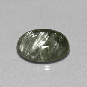 Séraphinite vert naturelle coupe ovale, 4,87 ct, opaque